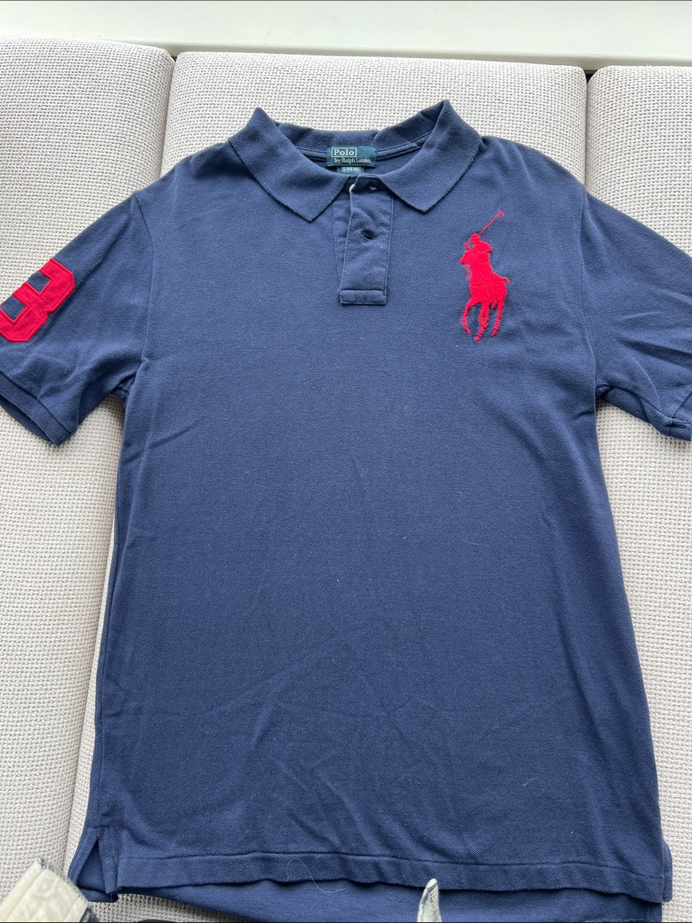 Polo by Ralph Lauren Navy Polo with Red Pony and Sleeve Patch